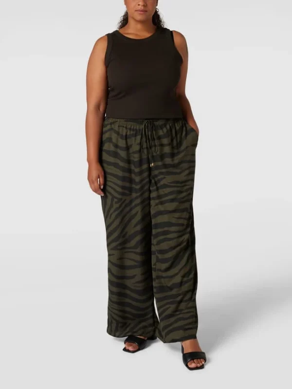 Lauren Ralph Lauren Curve PLUS SIZE Stoffhose Mit Animal-Print – Olivgrün 1